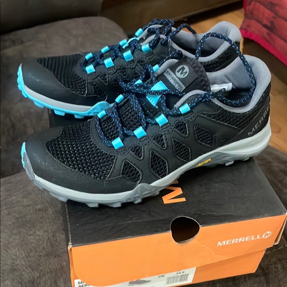 Merrell Black and Teal Outdoor Sneakers